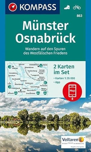KOMPASS Wanderkarte Münster, Osnabrück: 2 Wanderkarten 1:35000 im Set inklusive Karte zur offline Verwendung in der KOMPASS-App. Fahrradfahren. (KOMPASS-Wanderkarten, Band 863)