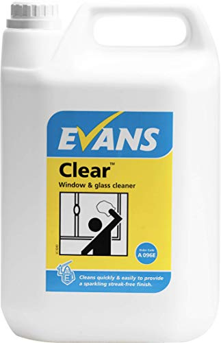 2 x Evans Vanodine Clear Finish Window Glass and Stainless Steel Cleaner 5Ltr Containers