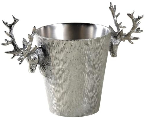 AUBRY GASPARD - Seau à Champagne Cerf Aluminium - Design Élégant - Dimensions 35x18x22 cm - Idéal Réceptions et Dîners - Touche de Luxe et Originalité à Votre Table - Utilisation Intérieure