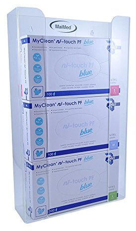 Handschuh-Spender-Set, 10x 100St Nitrilhandschuhe ni-touch blue Einmalhandschuhe Gr.L + Handschuhspender 3-fach