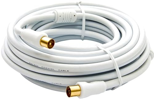 Premium X 12,5m Antennenkabel TV Anschlusskabel HDTV Full HD, 4K Koaxial-Kabel - Vollmetall-Stecker auf IEC-Buchse für digitales Fernsehen und Radio - DVB-T/T2, DVB-C, DVB-S/S2 - Weiß