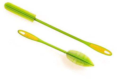 Kochblume Flaschenbürste 36cm & Flaschenbürste Slim 2er Set | Premium-Silikon | Hitzbeständig | Spülmaschinenfest | Von schmalen Öffnungen bis zu Thermoskannen & Karaffen | Farbe: anthrazit