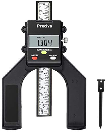 Preciva Digitaler Tiefenmesser, digitaler Höhenmesser, 80 mm/3,14 Zoll, LCD-Display, 0,10 mm/0,004 Zoll Genauigkeit, Tiefenhöhenmessung für Holzbearbeitung, Fräser, Tischkreissäge, Oberfräse