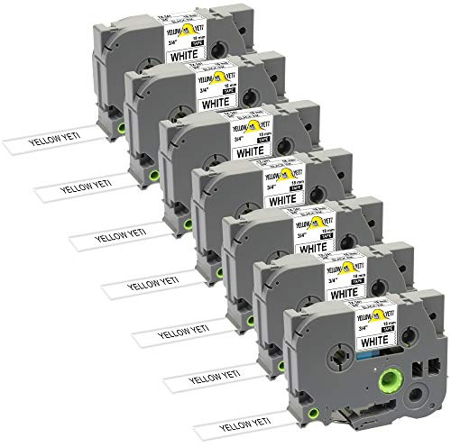 Yellow Yeti 7 Schriftbander TZe-241 TZ-241 schwarz auf weiß 18mm x 8m Etikettenbänd kompatibel für Brother P-Touch PT-2030VP PT-D400 PT-D450VP PT-D600VP PT-E300VP PT-H300 PT-H500 PT-P700 PT-P750W CUBE