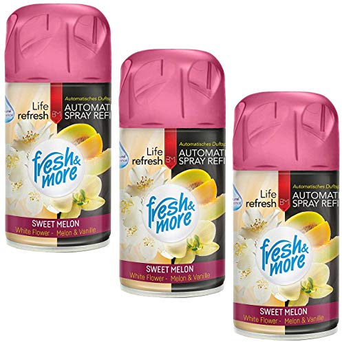 Fresh & More Lufterfrischer Nachfüller Sweet Melon 250ml (3er Pack) | Raumduft-Spray-Nachfüller, kompatibel mit Freshmatic Max, süß-fruchtiger Melonenduft