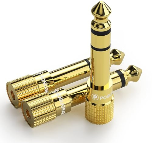 POSUGEAR Klinke Adapter 3.5mm Auf 6.35mm (3 Stück), 6.3 Auf 3.5, Klinkenstecker Buchse Aux Audio Mit Vergoldete Kontakte Für Kopfhörer Oder Lautsprecher