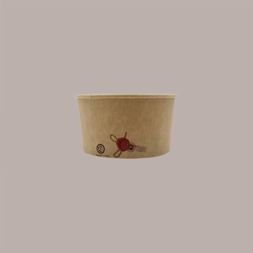 Lucgel Coppette per Gelato in Carta Kraft, 160cc, 200 Pezzi, Avana con Grafica Ceralacca