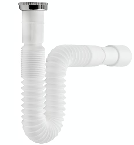 Flexibler Ablaufschlauch 1 1/2 - 40 mm - Flexibler Siphon für Waschbecken und Bidet - Ausziehbares Anschlussrohr von 270 mm bis 820 mm