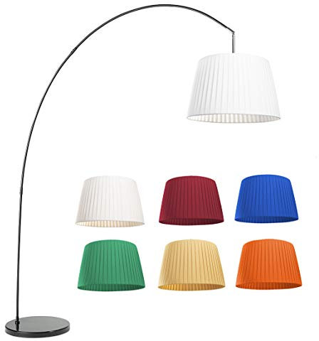 Paralume per lampada da terra ad arco e per lampada a sospensione in 12 colori interamente fatto a mano (Bianco, 35cm (attacco E27))