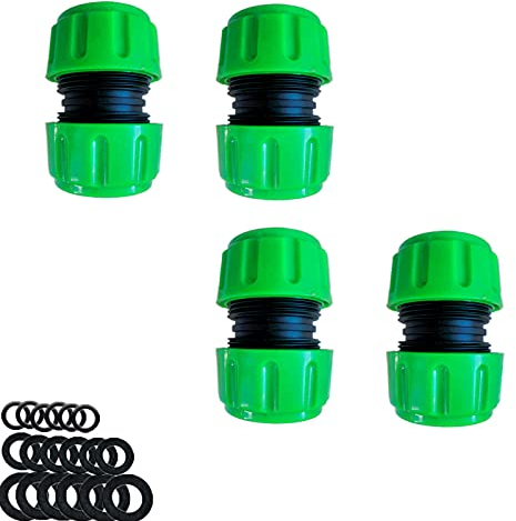 YAAVAAW Confezione da 4 connettori di riparazione per tubi flessibili, connettore di estensione Quick Fix per giunzione di tubi da giardino da 3/4