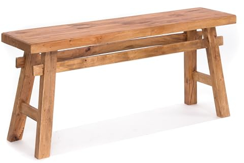 DESIGN DELIGHTS SITZBANK East | Mahagoni, 118x27,5x53cm (BxTxH) | natürliche Holzbank, rustikale Flurbank, Küchenbank, Vintage Beistellbank, Bettbank | Farbe: 01 Natur-Vintage