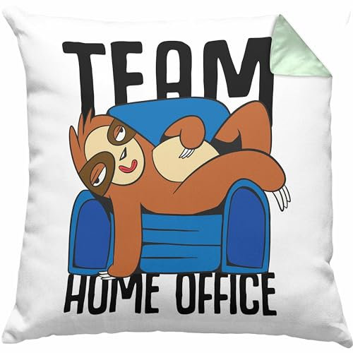 Trendation Team Home Office Kissen mit Füllung 40x40 Geschenk Gadget Geschenkidee Kollegin im Homeoffice (Grün)