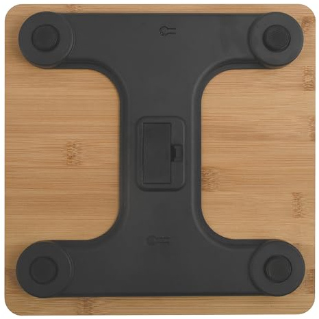 MSV Digitale Personenwaage Körperwaage Waage Gewichtswaage aus Sicherheitsglas, Slim Design, Bambus - 180 kg