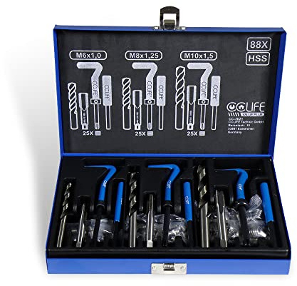 CCLIFE 88 Piezas Juego de Reparación de Roscas, Kit Helicoil M6 M8 M10