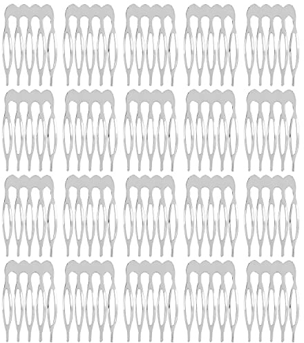 20 Stück Bulk 5 10 Zähne Silber Metall Seite Haarkämme Einfarbig Blank Basteln DIY Draht Gleitkämme Hochzeit Brautschleier Kämme Dekorative Kopfbedeckung Französisch Twist Hochsteckfrisur Clips
