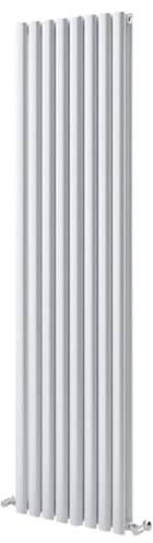 Go Bathrooms Vertical Radiator 1200 x 472mm White Oval Double Column Panel Central Heating Bathroom White Vertical Kitchen Radiator