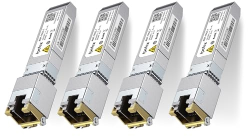 ipolex 4PCS 1.25/2.5/5/10Gb SFP+ RJ45-Kupfer-Transceiver (CAT.6a. 30m) | 10GBase-T SFP+-Ethernet-Modul, Kompatibel mit Cisco SFP-10G-T-S, Ubiquiti UniFi UF-RJ45-10G, Mikrotik S+RJ10, Netgear etc.