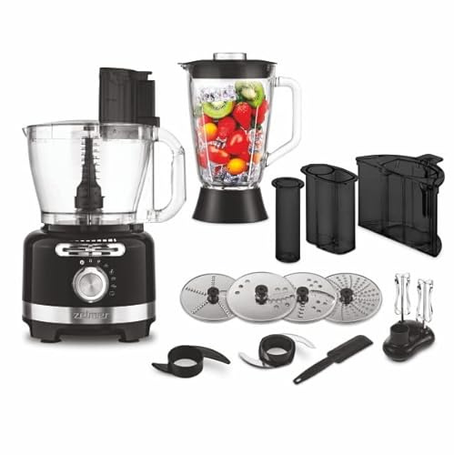 Zelmer ZFP9000B - Robot de cocina multifunción, capacidad del tazón: 3L, 4 cuchillas, 6 programas automáticos, potencia 2000 W, color negro