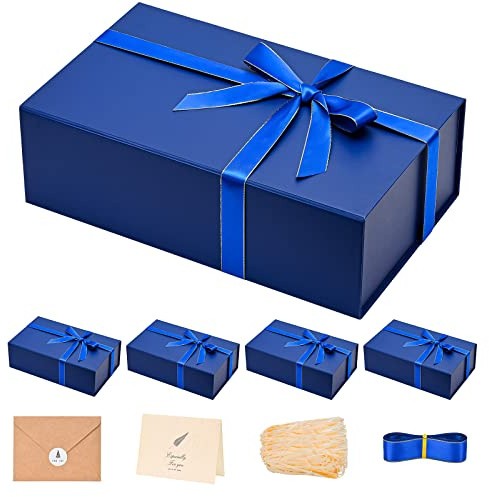 LIFELUM Geschenkboxen, 5 Stück, 35,2 x 21,2 x 11,3 cm, große Geschenkbox für Geschenke mit Band, Karte, geschreddertem Papierfüller