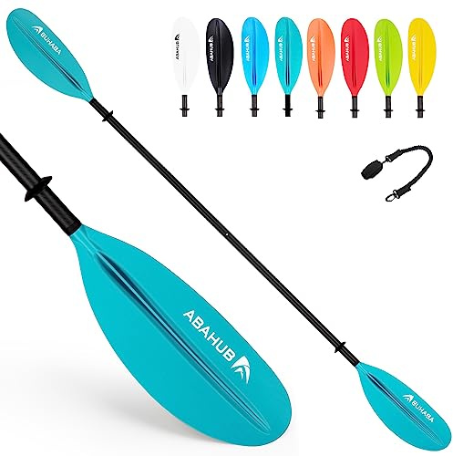 Abahub 2teilig Kajak Paddel Carbon 230cm mit Paddelleine für Kajakfahren Ruderboot Kanusport, Carbonschaft Schwarz/Weiß/Rot/Blau/Grün/Orange/Gelbes Kunststoffblatt