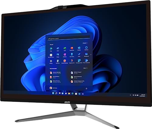 MSI Pro AP222T - Escritorio Todo en uno: Intel Pentium Gold G7400, 4 GB DDR4 2666 MHz, SSD NVMe de 128 GB, antiparpadeo, Menos luz Azul, BT 5.0, Windows 11 Pro: 13M-068US, Negro