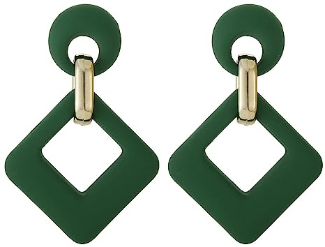 SIXDUTON Neon Ohrringe Damen Statement Ohrringe Groß Bunt Creolen | Acryl Quadratische Ohrringe 80er Jahre Modisch 90er Ohrringe Modeschmuck Geschenk für Party Kostümzubehör Karneval Mottoparty