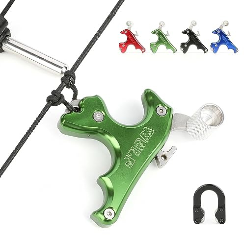 SHARROW Bogenschießen Release Aids Compound Bogen 3 Finger Daumen Trigger Release Auslösehilfen Spannhilfen mit Metall D-Loop Ring für Jagd Schießen (Grün)