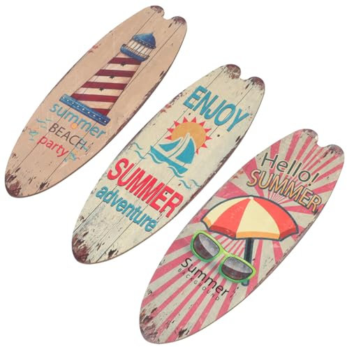Cabilock 3St Surfbrett-Holztafeln Strandparty-Wandschild surf outdoor schilder Hängendes Surfbrett aus Holz drinnen Sommerstrand Dekoration aus Holz Bankett Wandtattoos hölzern