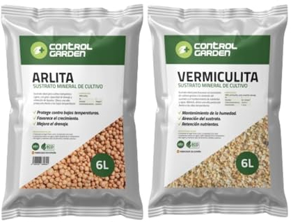 Control Garden Pack Arlita 6L + Vermiculita 6L | Sustrato para Plantas y Cultivos Interior y Exterior | Fabricado en España