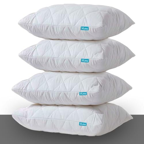 Pillow Protectors 4 Pack Cover White, Anti Allergy Zipped Pillows Protector, Quilted Pillow Case, Machine Washable, Dust & Mite Proof - 50 x 75cm