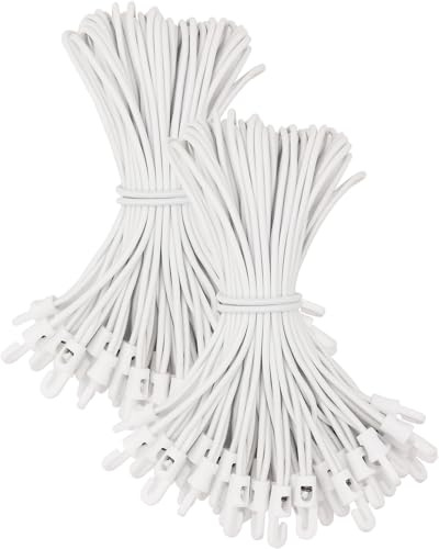 WMZOBH Spanngummi mit Haken 100 Stück - Expander mit Haken 25 cm, Planenspanner Gummispanner mit Haken für Camping Planen (Weiß)