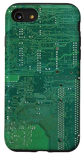 Coque pour iPhone SE (2020) / 7 / 8 Carte mère circuit puce vert informatique fond informatique