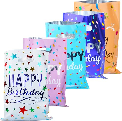 40 bolsas de fiesta, bolsas de dulces de cumpleaños, pequeñas bolsas de regalo de película de aluminio, bolsa de fiesta colorida perfecta para niños, bebés, niñas y niños, regalos de cumpleaños