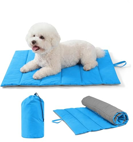 UNIKOME Hundedecke Für Unterwegs rutschfeste Antistatische Langlebige | Hundematte, Hundekissen Waschbar Mittelgroße Und Kleine Hunde, Reisebett Hund Für Reise Outdoor (Blau+Grau, 76*48cm)