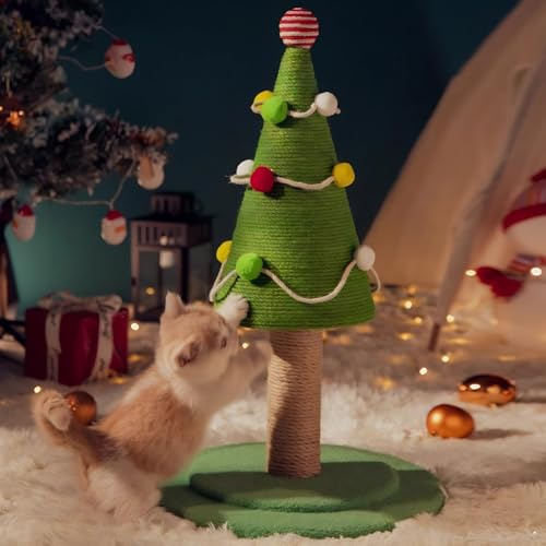 Diyeeni Árbol de Navidad para Gatos, árbol de Escalada de Sisal para Actividades de Gatos Pequeños, Estilo árbol de Navidad, Juguete para Gatos, Decoración (Grande: 40 X 65 cm / 15,7 X