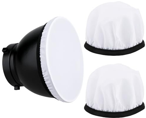 2Pcs Light Diffuser Sock, 7/18cm Diffuser Lamp Cover White Soft Lampshade Reflector Lamp Sock for Studio Strobe Reflectors Ring Light Flash Light Standard Reflector