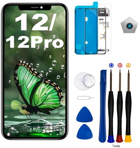 EFAITHLIFE für iPhone 12/12 Pro Austausch des LCD-Bildschirms 6,1 Zoll Display-Digitalisierer Montage Touchscreen,mit Reparaturwerkzeug für die Rahmenmontage