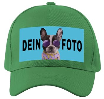 NIMAMA Unisex Kinder Cap Bedrucken Lassen - Mit Wunschfoto personalisiert - Individuell als Geschenk für Jungen und Mädchen selbst gestalten - Maigrün