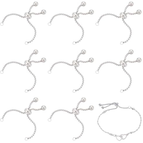 UNICRAFTALE 10 bracciali regolabili scorrevoli in acciaio inox, catena di estensione, catena a maglie di serpente, accessori per lavori fai da te, 9 cm