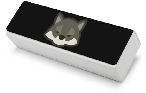 Cartoon Wolf Head Hard Shell Glasses Case Portable Eyeglasses Protection Box with Cleaning Cloth for Women Men