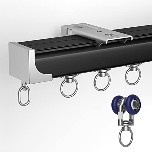 Vorhangschienensystem zur Deckenmontage, für Garage, Wohnzimmer, Klassenzimmer, Krankenhaus, Schlafzimmer, 9 m, Schiebeteilerschiene mit Rollhaken, Endkappen und Verbindungsstücken, einfache