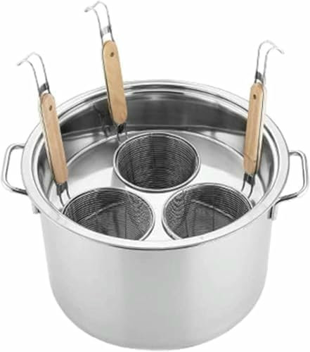 FLTRGO Pentola Multifunzionale per zuppa con colino, utensile per Cucinare la Pasta con cestelli per colino, pentole per Pasta, pentole per cuocipasta, pentola per Pasta a 3/4/5 Fori con cestello~/