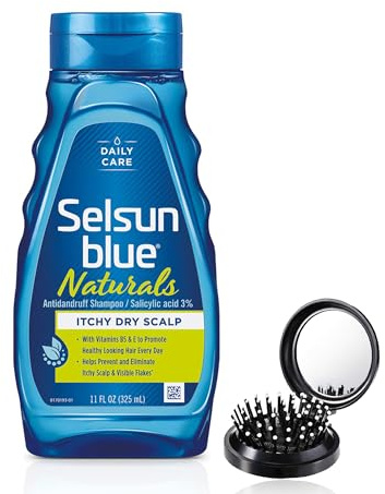 Hair Care Set: Celsun Blue Naturals Shampoo + LUXPAKS Brush | Celsun Blue Naturals, Anti-Dandruff Shampoo, Dry Itchy Scalp, 11 oz, Scalp Care, Hair Brush