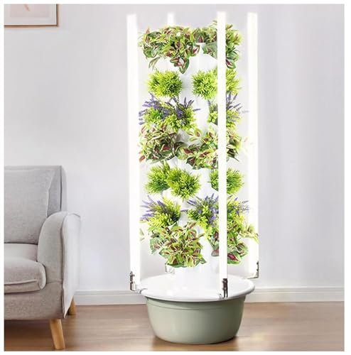 GAYAYAS Hydroponics Growing Sys-tem Tower, Vertical Planter Germination Kit, Vertical Planter with LED Light, Tower Hydroponics Sys-tem for Herbs and Vegetables,9thfloor