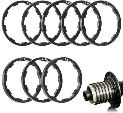 Dongnesi 8 PCS Aluminum Bike Cassette Spacer,Bicycle Flywheel Hub Washer Spacer Cassette Gasket For MTB Road Bike (1.0/1.5/1.85/2.0/2.0/2.18/2.35/2.5mm)