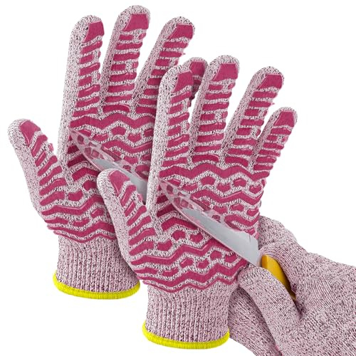 HandLove Gants résistants aux coupures (niveau 5) - 100 % qualité alimentaire et protection de qualité supérieure - Idéal pour la cuisine, la transformation de la viande et l'artisanat, rouge - 2