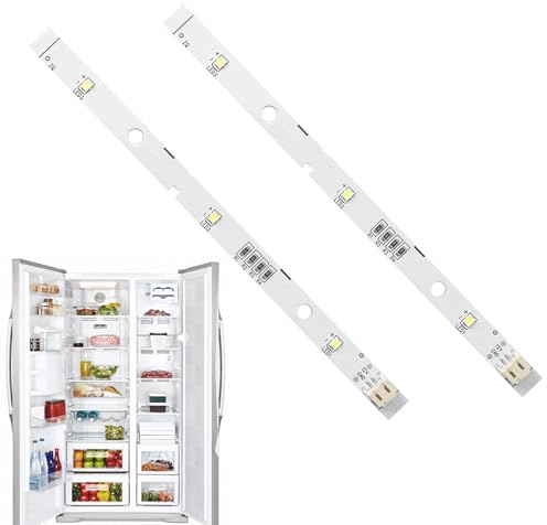 Joysuelly 2 tiras de luz LED de Repuesto para Frigorífico, LED para barra de luz RONGSHENG/HISENSE Iluminación para Frigoríficos LEDy cubierta para refrigerador RONGSHENG/HISENSE 16 x 1 cm DC12 V