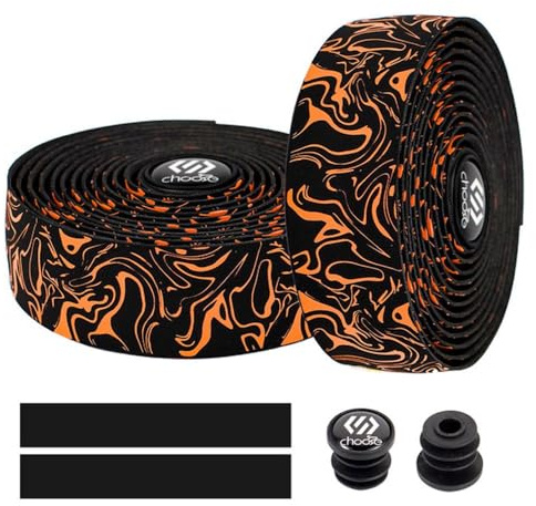 Handle Bar Tape Shock Absorber Fixing Tape, Anti Slip Cycling Road Handlebar Accessories(Black orange)