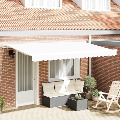 QJBSAVVA Einziehbare Gelenkarmmarkise 400x200 cm in Weiß aus Aluminium und Polyester für Balkon und Terrasse mit Modernem Design und Wetterresistenz für Garten und Außenbereich