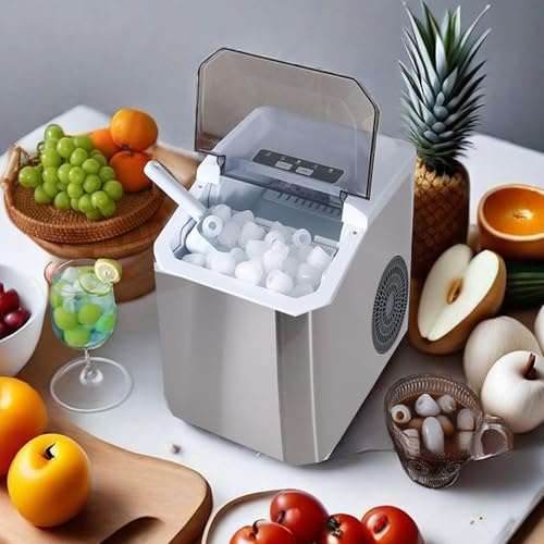 LICAEVEY Máquina para Hacer Hielo en Encimera, Máquina Portátil con Funcionamiento con una Sola Tecla, Acero Inoxidable Automático Silencioso para Uso Doméstico en Cocina y Bar (Enchufe europeo